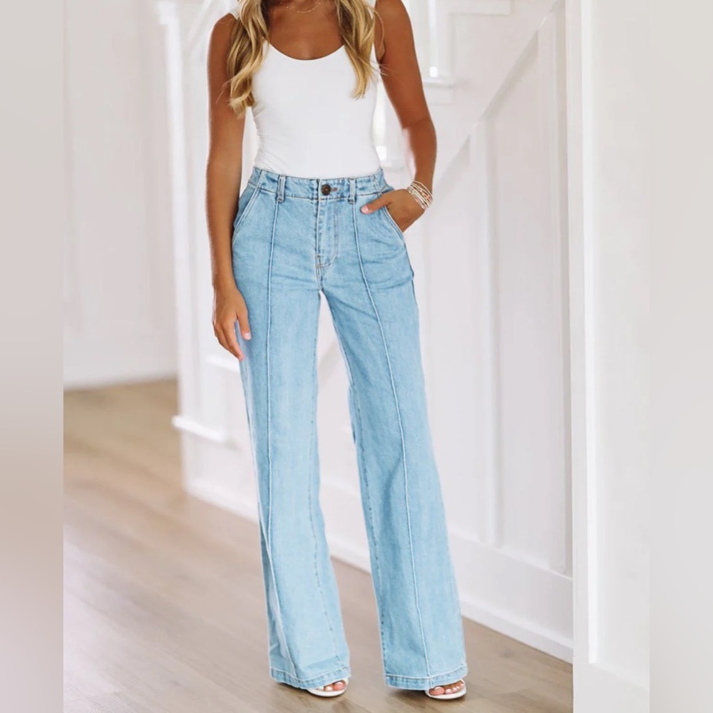 Olivaceous wide leg jeans. Size large. New with tags